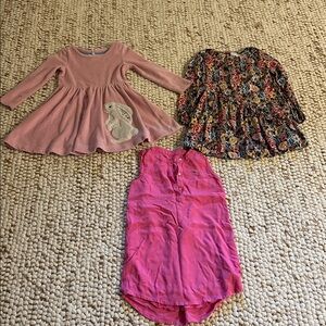 Pink and Multicolor Girls' Dresses Set
